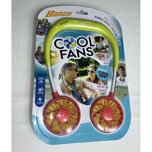 Banzai Cool Fans Portable Hanging Neck Sport USB Rechargeable Personal Lime Pink